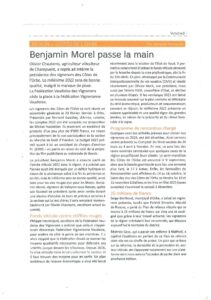 Article de presse annonçant la nomination d'Olivier Chautems à la présidence des vignerons des Côtes de l'Orbe.