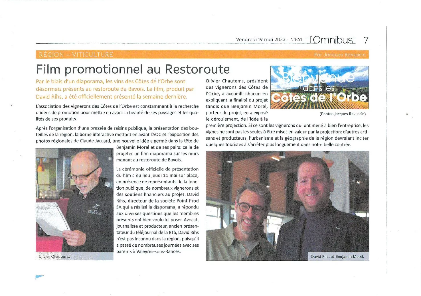 Article de l'Omnibus sur un film promotionnel